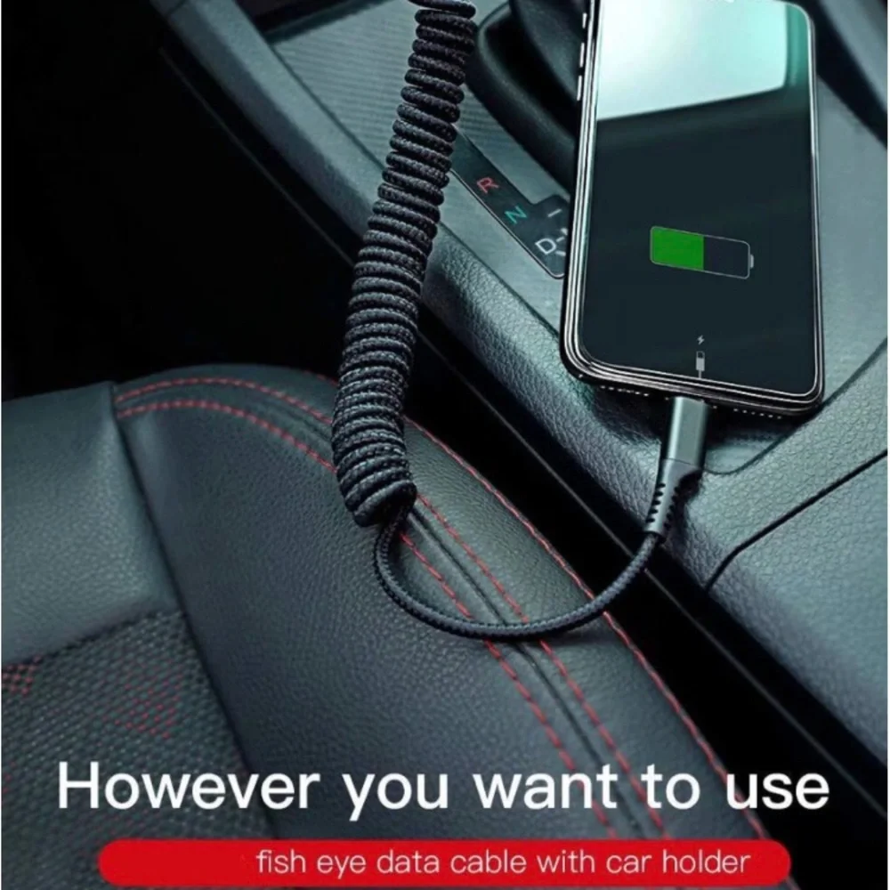 Coiled USB Cable for Car- 2 Qty/Sets